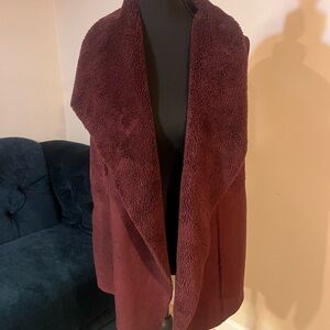 Susina Deep Burgundy Suede and Fleece Vest